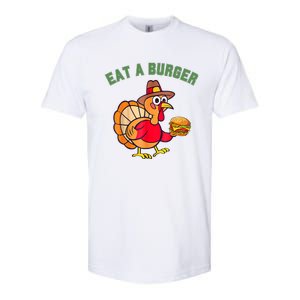 Funny Turkey Eat A Burger Thanksgiving Softstyle CVC T-Shirt