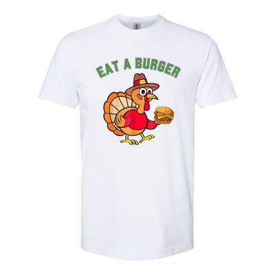 Funny Turkey Eat A Burger Thanksgiving Softstyle® CVC T-Shirt