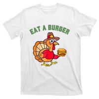 Funny Turkey Eat A Burger Thanksgiving T-Shirt