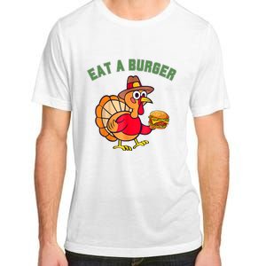 Funny Turkey Eat A Burger Thanksgiving Adult ChromaSoft Performance T-Shirt