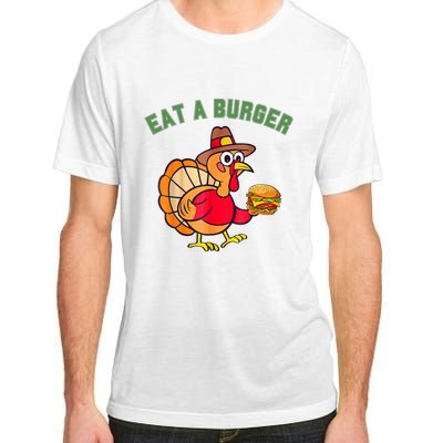 Funny Turkey Eat A Burger Thanksgiving Adult ChromaSoft Performance T-Shirt