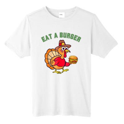 Funny Turkey Eat A Burger Thanksgiving Tall Fusion ChromaSoft Performance T-Shirt