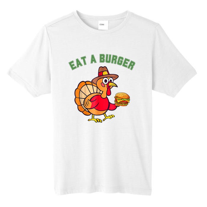 Funny Turkey Eat A Burger Thanksgiving Tall Fusion ChromaSoft Performance T-Shirt