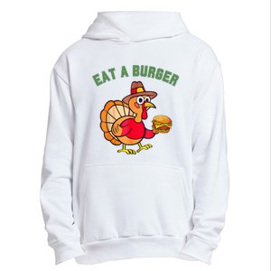 Funny Turkey Eat A Burger Thanksgiving Urban Pullover Hoodie