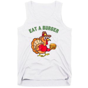 Funny Turkey Eat A Burger Thanksgiving Tank Top