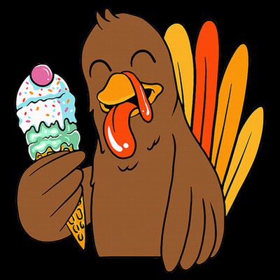 Funny Turkey Eating Ice Cream Thanksgiving Day Fall T-Shirt