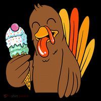 Funny Turkey Eating Ice Cream Thanksgiving Day Fall Button