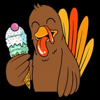 Funny Turkey Eating Ice Cream Thanksgiving Day Fall Wool Snapback Cap
