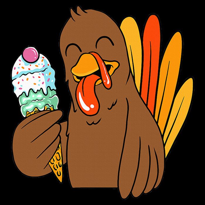 Funny Turkey Eating Ice Cream Thanksgiving Day Fall Wool Snapback Cap