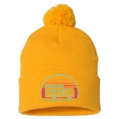 Fire Truck Engine Retro 80s Style Pom Pom 12in Knit Beanie