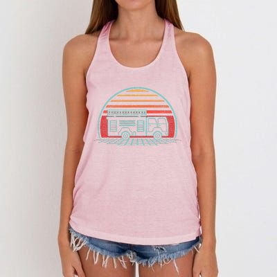 Fire Truck Engine Retro 80s Style Women's Knotted Racerback Tank