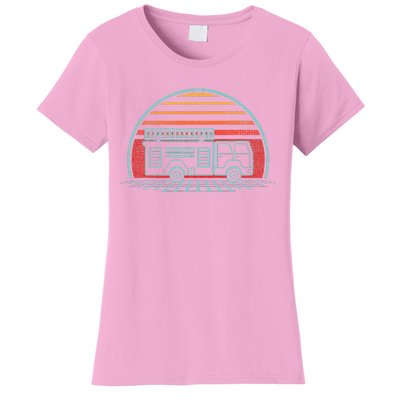 Fire Truck Engine Retro 80s Style Women's T-Shirt