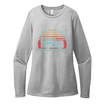 Fire Truck Engine Retro 80s Style Womens CVC Long Sleeve Shirt