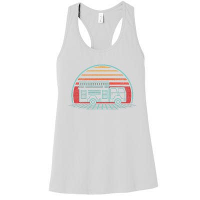 Fire Truck Engine Retro 80s Style Women's Racerback Tank