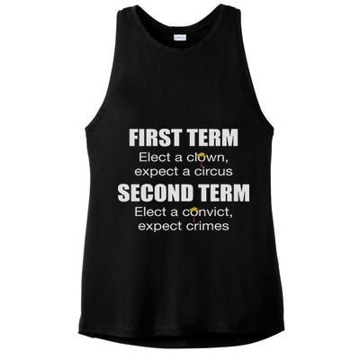 First Term Elect A Clown Expect A Circus Second Term Elect Ladies PosiCharge Tri-Blend Wicking Tank