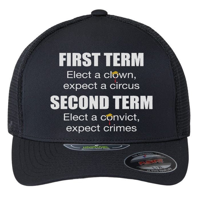 First Term Elect A Clown Expect A Circus Second Term Elect Flexfit Unipanel Trucker Cap