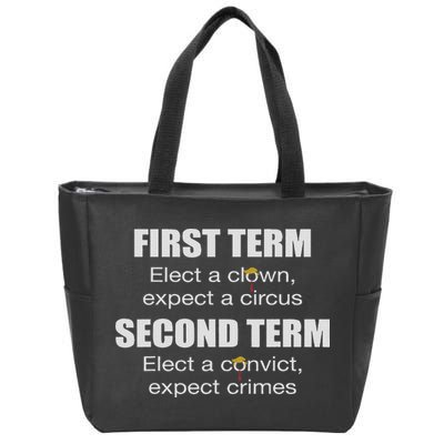 First Term Elect A Clown Expect A Circus Second Term Elect Zip Tote Bag
