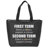 First Term Elect A Clown Expect A Circus Second Term Elect Zip Tote Bag