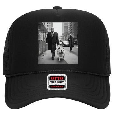 Funny Trump English Bulldog Downtown Funny Political High Crown Mesh Back Trucker Hat