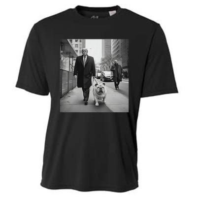 Funny Trump English Bulldog Downtown Funny Political Cooling Performance Crew T-Shirt