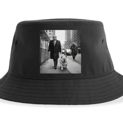 Funny Trump English Bulldog Downtown Funny Political Sustainable Bucket Hat