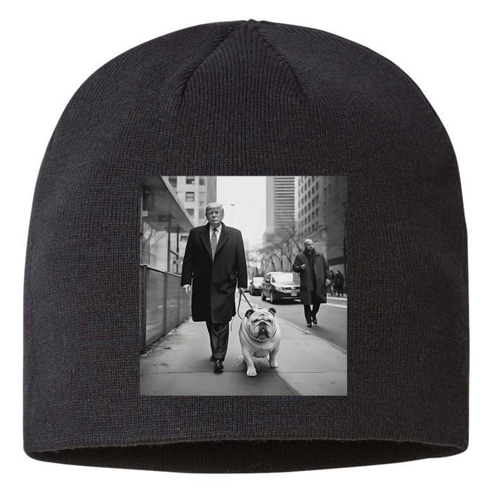 Funny Trump English Bulldog Downtown Funny Political Sustainable Beanie