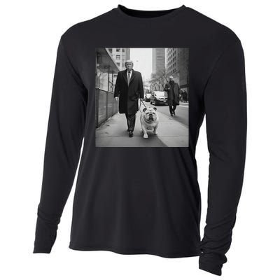 Funny Trump English Bulldog Downtown Funny Political Cooling Performance Long Sleeve Crew