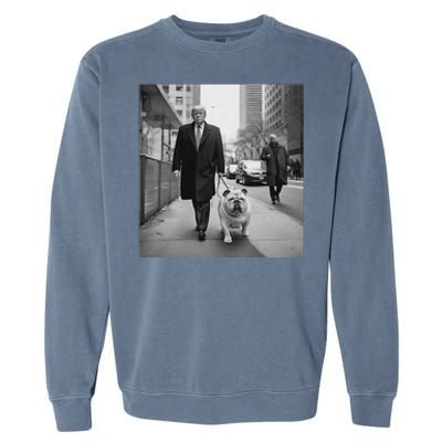 Funny Trump English Bulldog Downtown Funny Political Garment-Dyed Sweatshirt