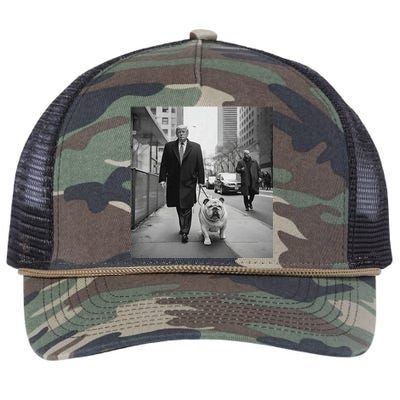 Funny Trump English Bulldog Downtown Funny Political Retro Rope Trucker Hat Cap