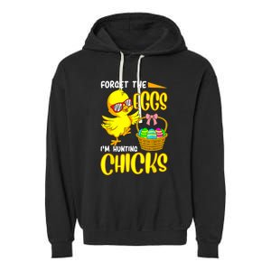 Forget The Eggs I'm Hunting Chicks Funny Happy Easter Day Garment-Dyed Fleece Hoodie