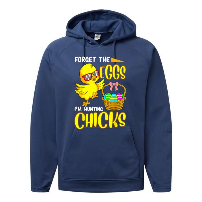 Forget The Eggs I'm Hunting Chicks Funny Happy Easter Day Performance Fleece Hoodie