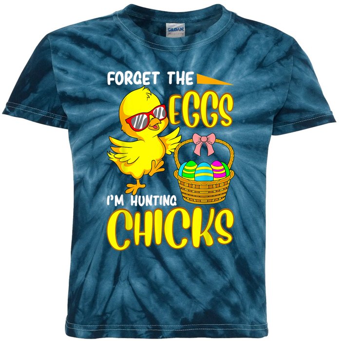 Forget The Eggs I'm Hunting Chicks Funny Happy Easter Day Kids Tie-Dye T-Shirt