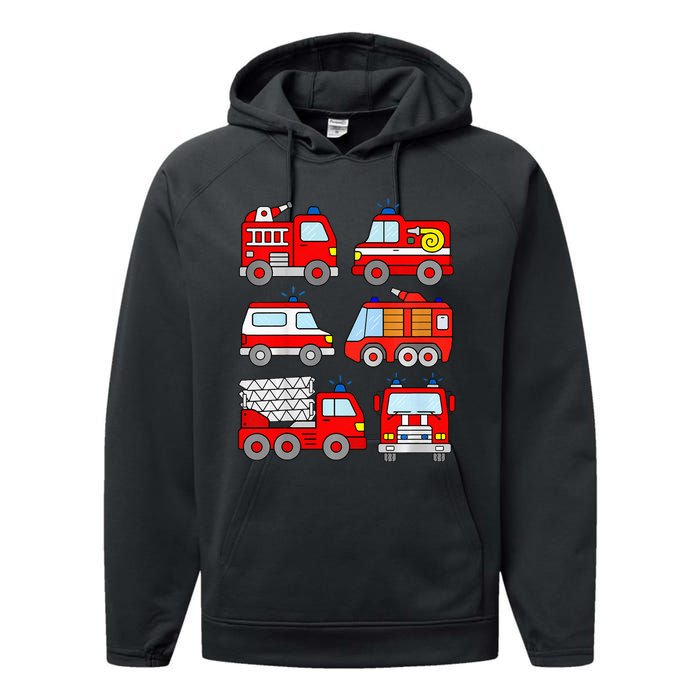 Fire Truck Emergency Vehicle Performance Fleece Hoodie