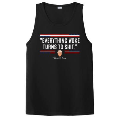 Funny Trump Everything Woke Turns To Shit Meme Shirt Political PosiCharge Competitor Tank