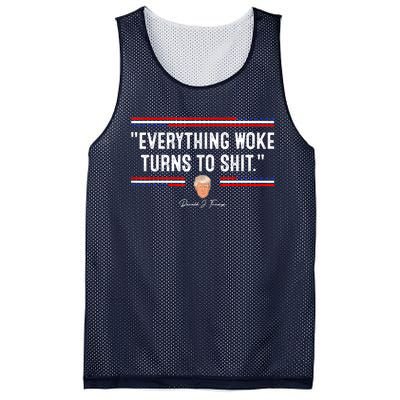 Funny Trump Everything Woke Turns To Shit Meme Shirt Political Mesh Reversible Basketball Jersey Tank