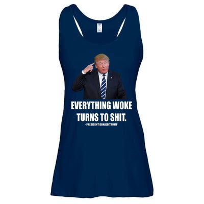 Funny Trump Everything Woke Turns To Shit Quote Ladies Essential Flowy Tank