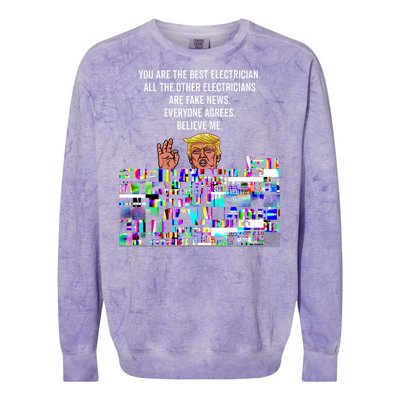 Funny Trump Electrician Lineman Colorblast Crewneck Sweatshirt