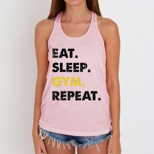 Fitness Training Eat Sleep Gym Repeat Meaningful Gift Women's Knotted Racerback Tank