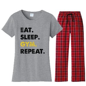 Fitness Training Eat Sleep Gym Repeat Meaningful Gift Women's Flannel Pajama Set