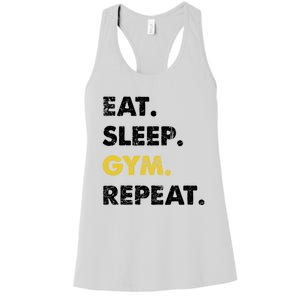 Fitness Training Eat Sleep Gym Repeat Meaningful Gift Women's Racerback Tank