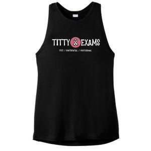 Funny Titty Exams Save The Tatas Breast Cancer Awareness Gift Ladies PosiCharge Tri-Blend Wicking Tank