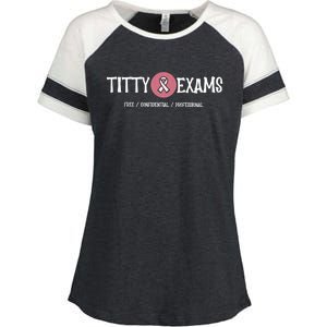 Funny Titty Exams Save The Tatas Breast Cancer Awareness Gift Enza Ladies Jersey Colorblock Tee