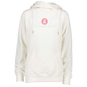 Funny Titty Exams Save The Tatas Breast Cancer Awareness Gift Womens Funnel Neck Pullover Hood