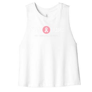 Funny Titty Exams Save The Tatas Breast Cancer Awareness Gift Women's Racerback Cropped Tank