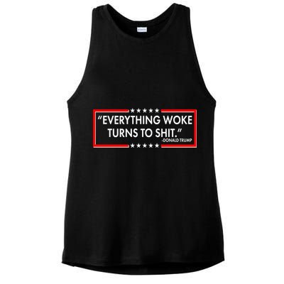 Funny Trump Everything Woke Turns To Shit Ladies PosiCharge Tri-Blend Wicking Tank