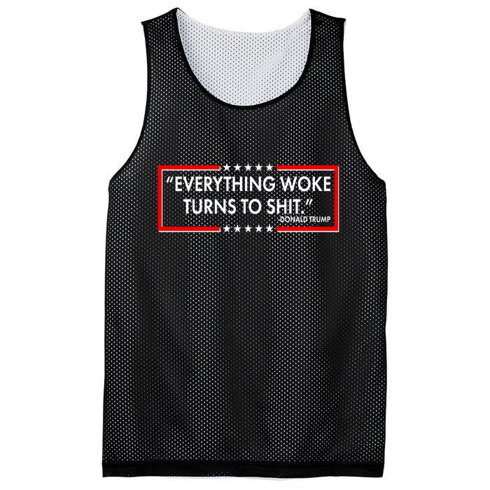 Funny Trump Everything Woke Turns To Shit Mesh Reversible Basketball Jersey Tank