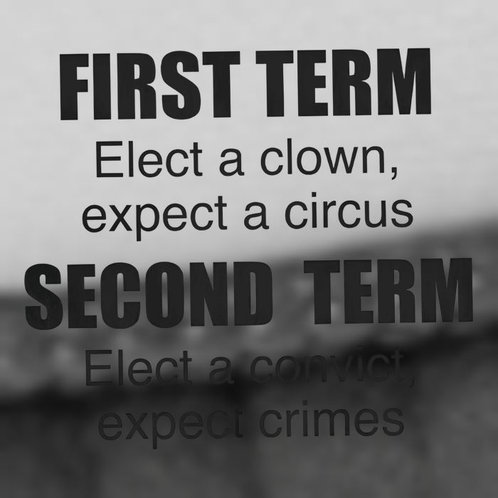 First Term Elect A Clown Expect A Circus Second Term Elect A Convict Expect Cri Trucker Hat