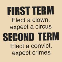 First Term Elect A Clown Expect A Circus Second Term Elect A Convict Expect Cri Drawstring Bag
