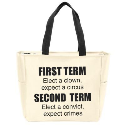 First Term Elect A Clown Expect A Circus Second Term Elect A Convict Expect Cri Zip Tote Bag