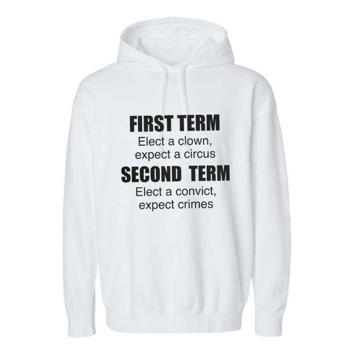 First Term Elect A Clown Expect A Circus Second Term Elect A Convict Expect Cri Garment-Dyed Fleece Hoodie